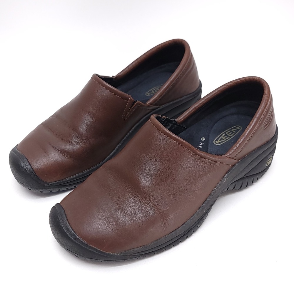 KEEN Utility PTC‎ Slip-On II Womens 7.5 Work Comfort Shoes Brown Leather - Picture 2 of 9
